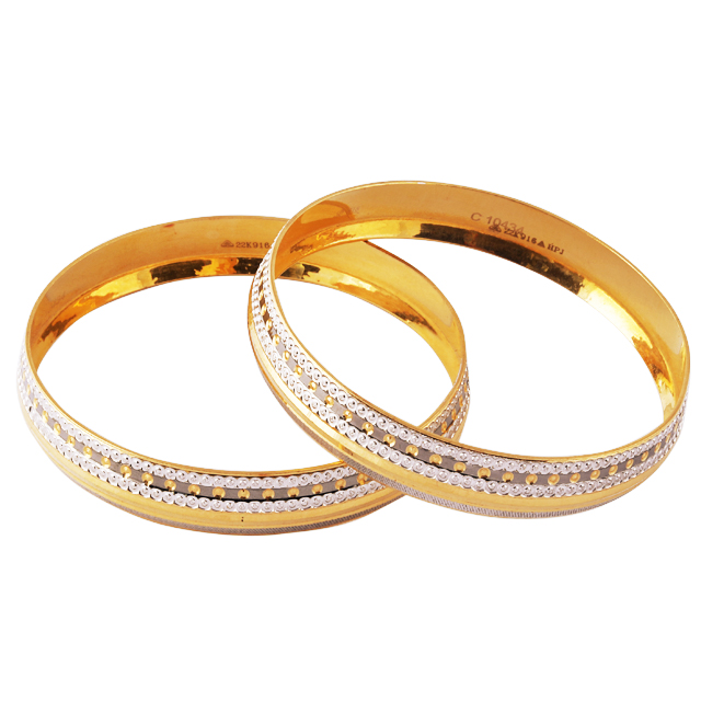 Gold bangles designs hot sale with rhodium polish