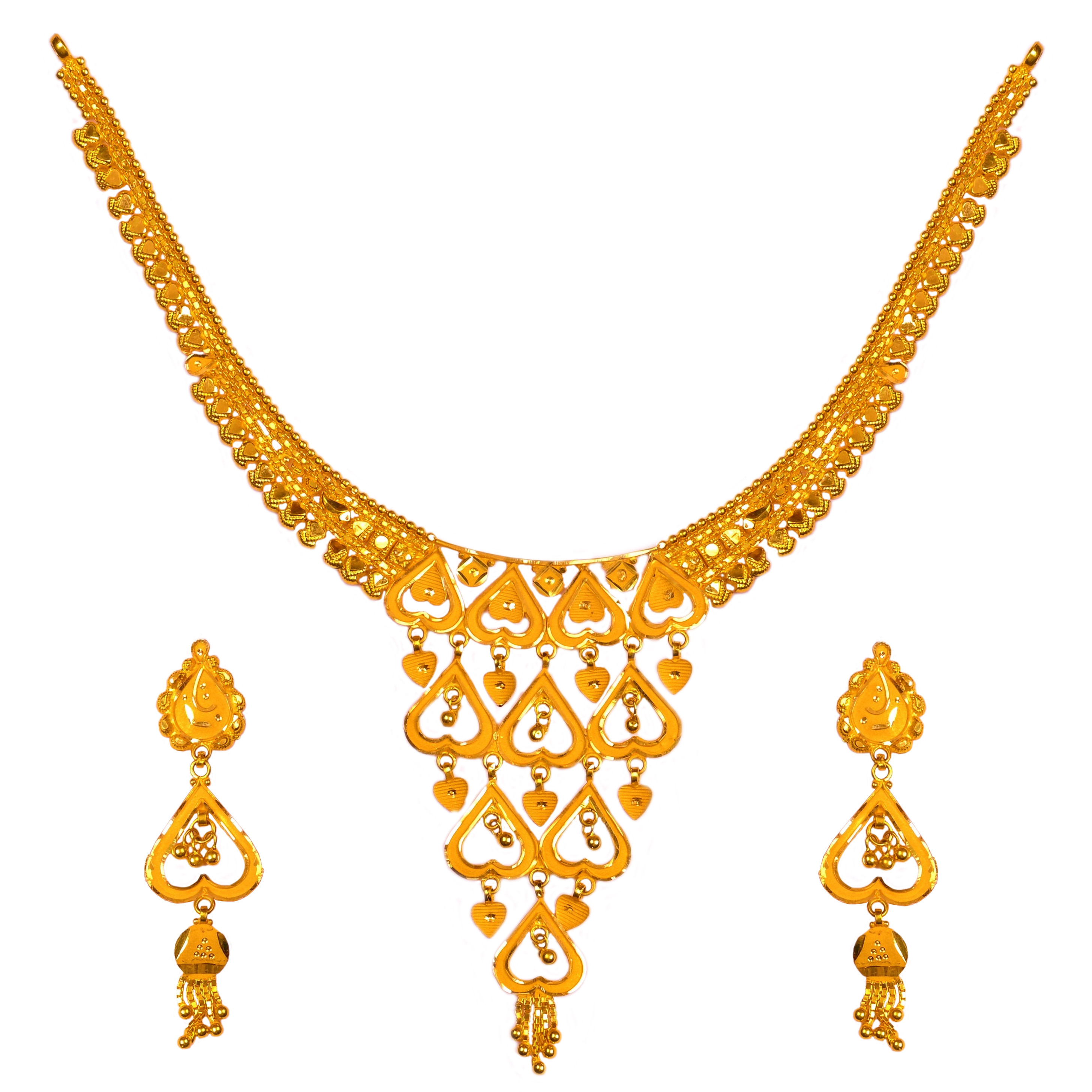 Hira Panna 22k Wedding Necklace Set for Women Golden Hira