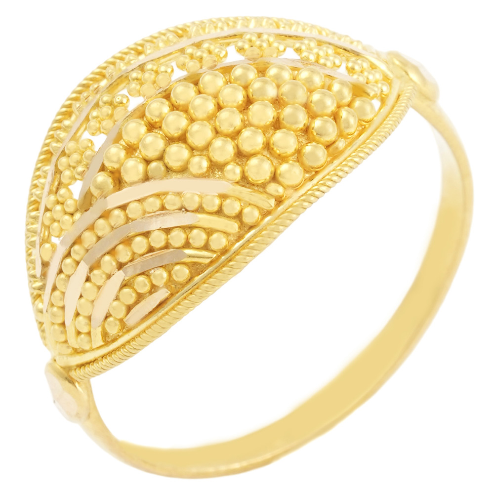 Hira Panna 22k Gold Ladies Ring For Party & Wedding Wear