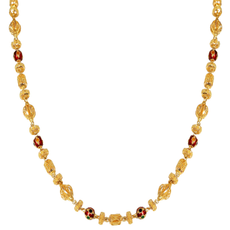 Hira Panna 22k Exclusive Gold Meena Long Chain - Hira Panna Jewellers