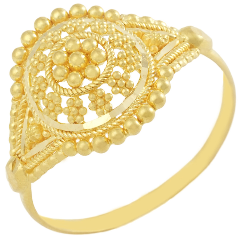Hira Panna 22k Gold Ladies Ring For Party & Wedding Wear