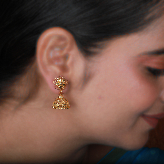 Gold mini jhumka deals design