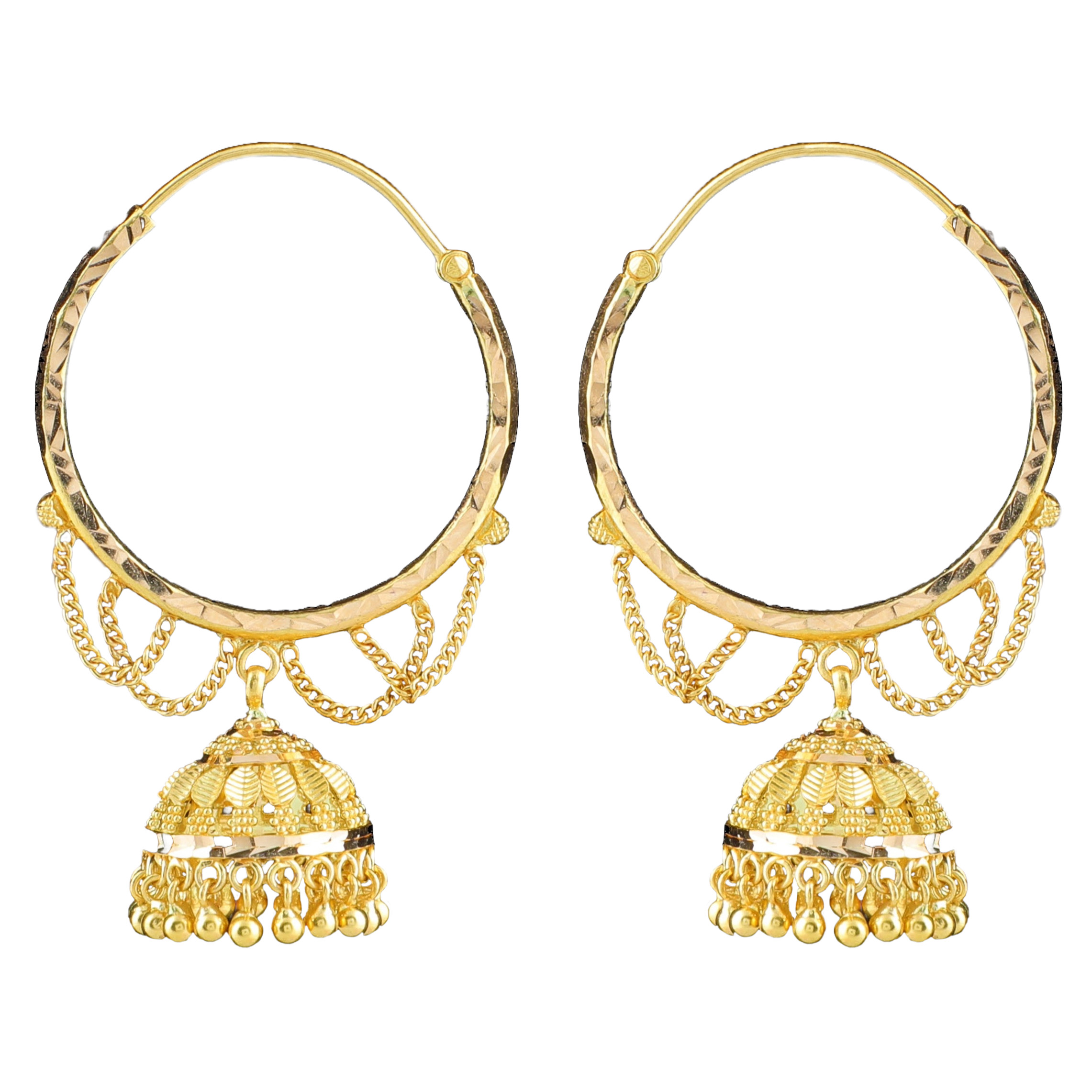 Hira Panna 22k Exclusive Gold Jhumka Bali For Women & Girls - Hira ...